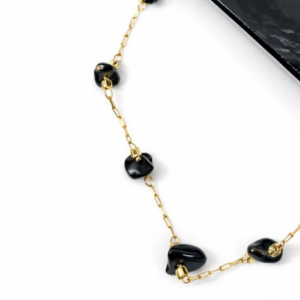 bransoletka stal chirurgiczna – czarny turmalin